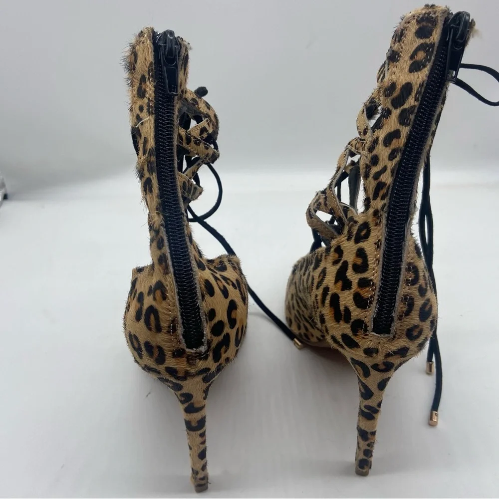 Jeffrey Campbell‎ x Free People Hierro Lace Up Heels Brown Leopard Sz 7